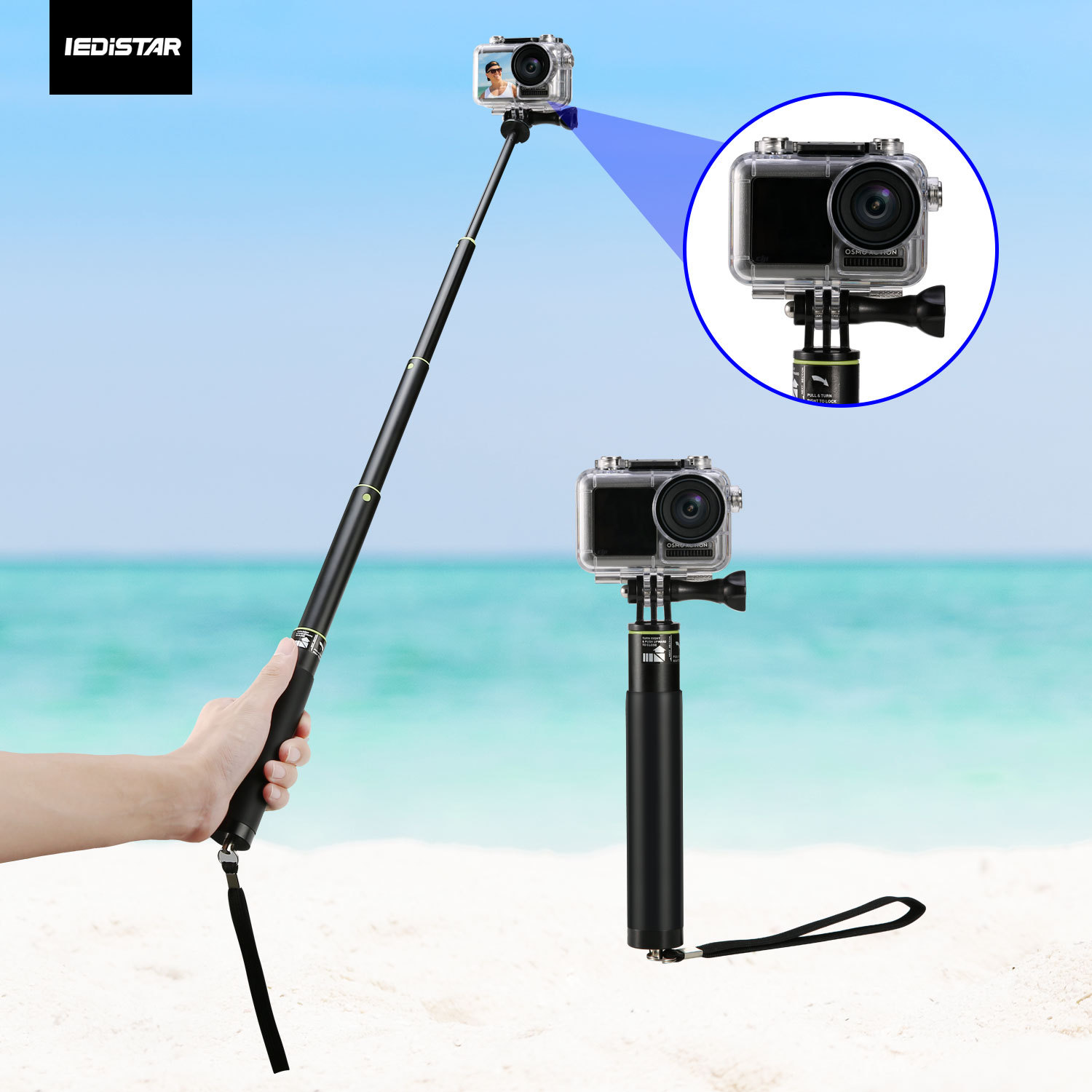 大疆osmo action自拍杆口袋 pocket 延长杆 gopro自拍杆灵眸配件