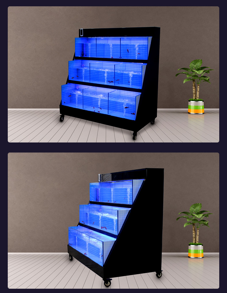 日晟专业定制三层淡水/海水移动海鲜池饭店鱼缸烧烤店鱼缸