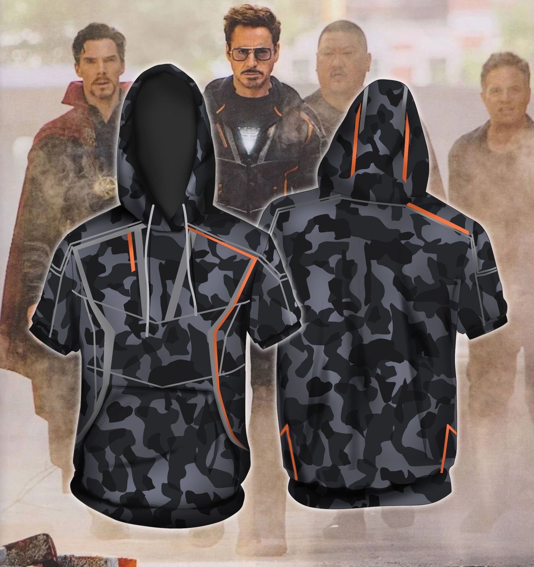 夏季新品复联钢铁侠系列托尼3d短袖卫衣cosplay动漫周边t恤连帽衫