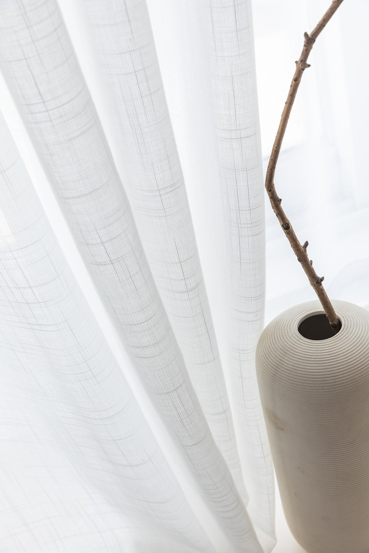 白色十字麻纱加厚加粗窗纱帘布料批发透光不透人厂家直销落地窗