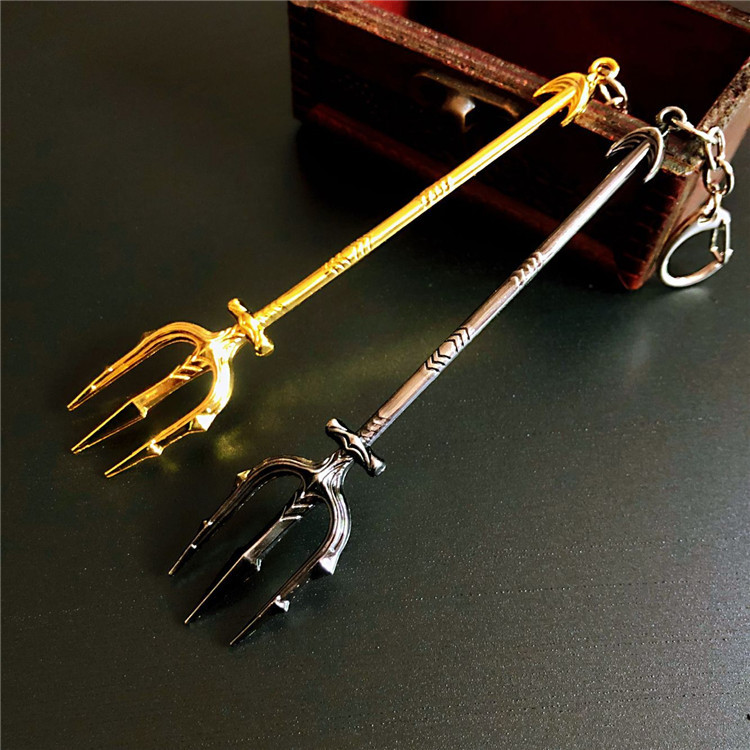 厂家直销dc联盟热门海王三叉戟钥匙扣 锌合金电镀古金钥匙圈挂件