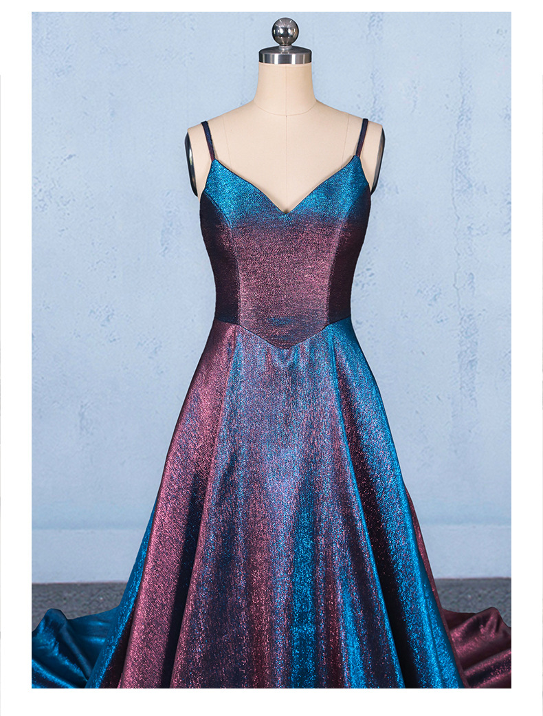 晚礼服抹胸吊带2019新款宴会高端气质渐变裙显瘦星空连衣裙大露背