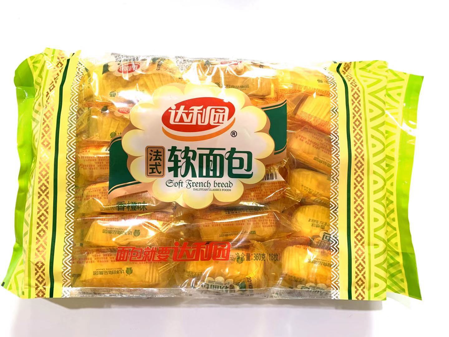 达利园法式软面包香奶味360g香橙味蛋糕早餐糕点手撕面包独立小包