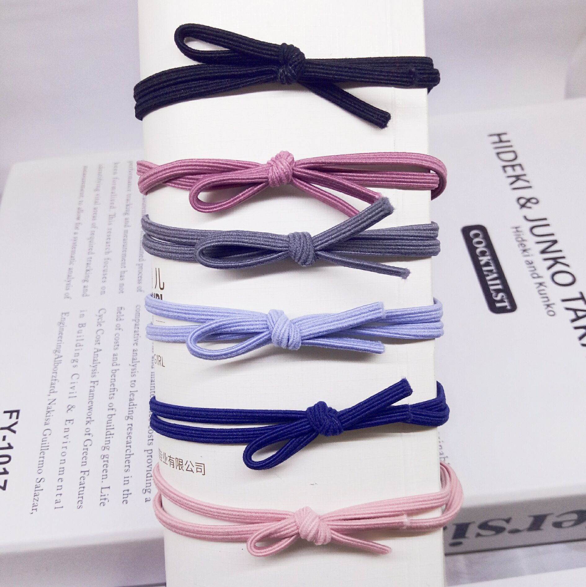 2020韩版女士 简约扎头发 皮筋双绳打结蝴蝶结头绳2元饰品批发