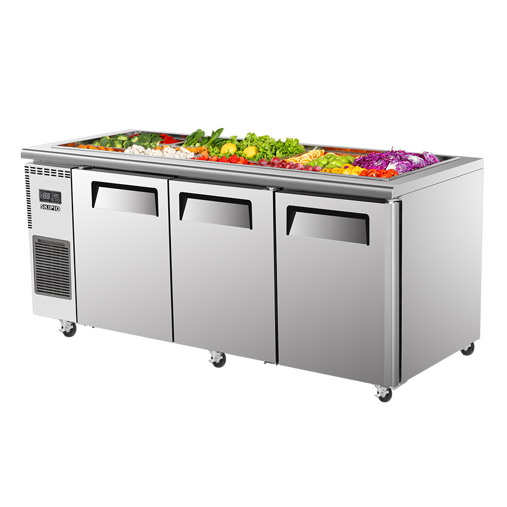 世备skipio不锈钢开孔沙拉冰箱ssr12-2商用厨房设备开口色拉冰柜