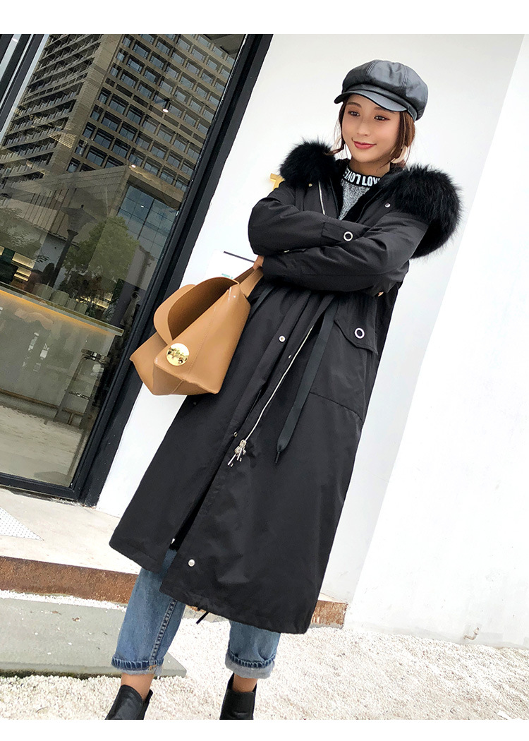 2019夏季新款派克服女獭兔毛内胆可拆卸皮草大衣中长款休闲版外套