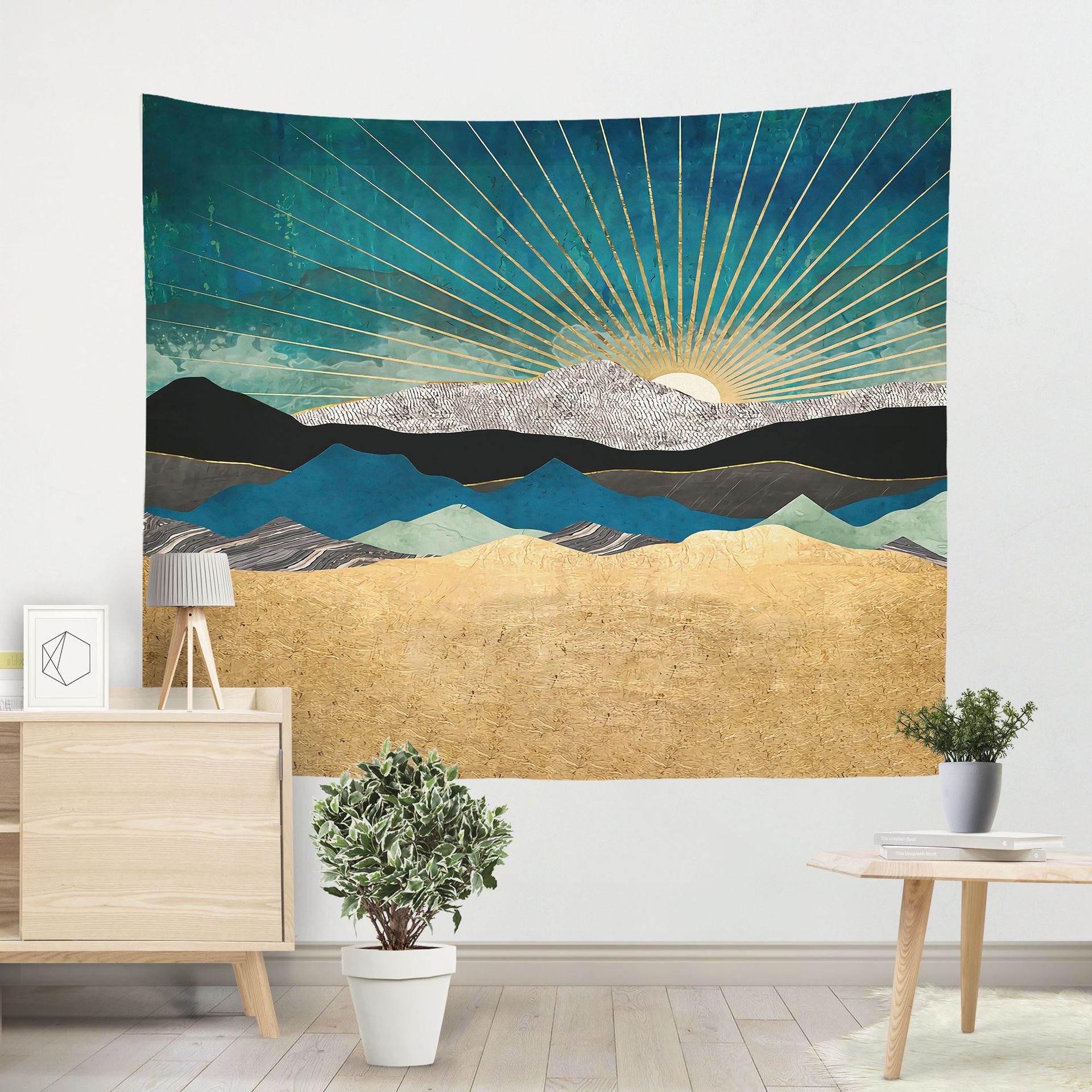 亚马逊外贸家居粉色山峰印花挂毯 欧美装饰挂布卧室壁挂tapestry