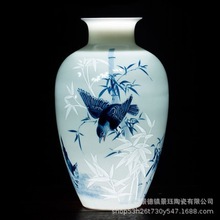 景德镇陶瓷器花瓶插花名家手绘中式家居客厅装饰品工艺摆件定制