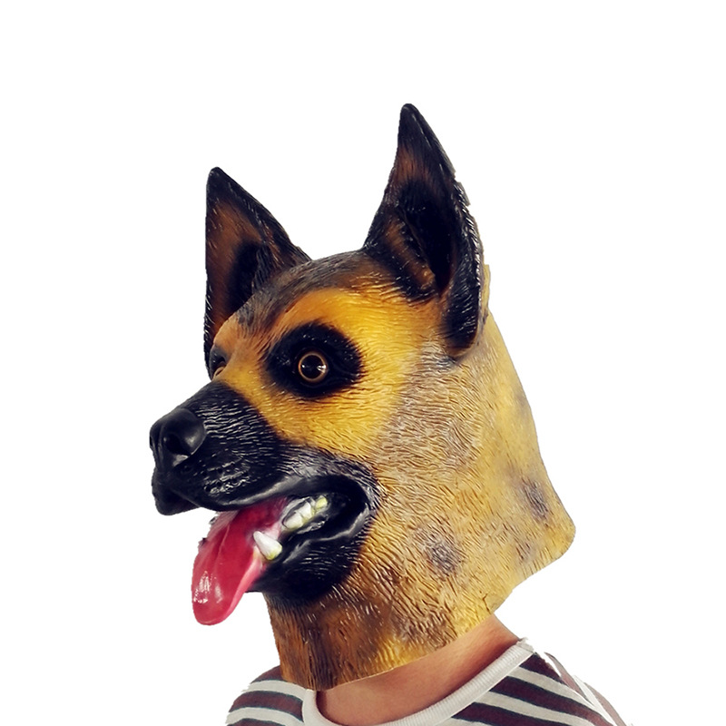 黄狗面具 逼真万圣节派对全头面具 cos表演动物头套 工厂批发