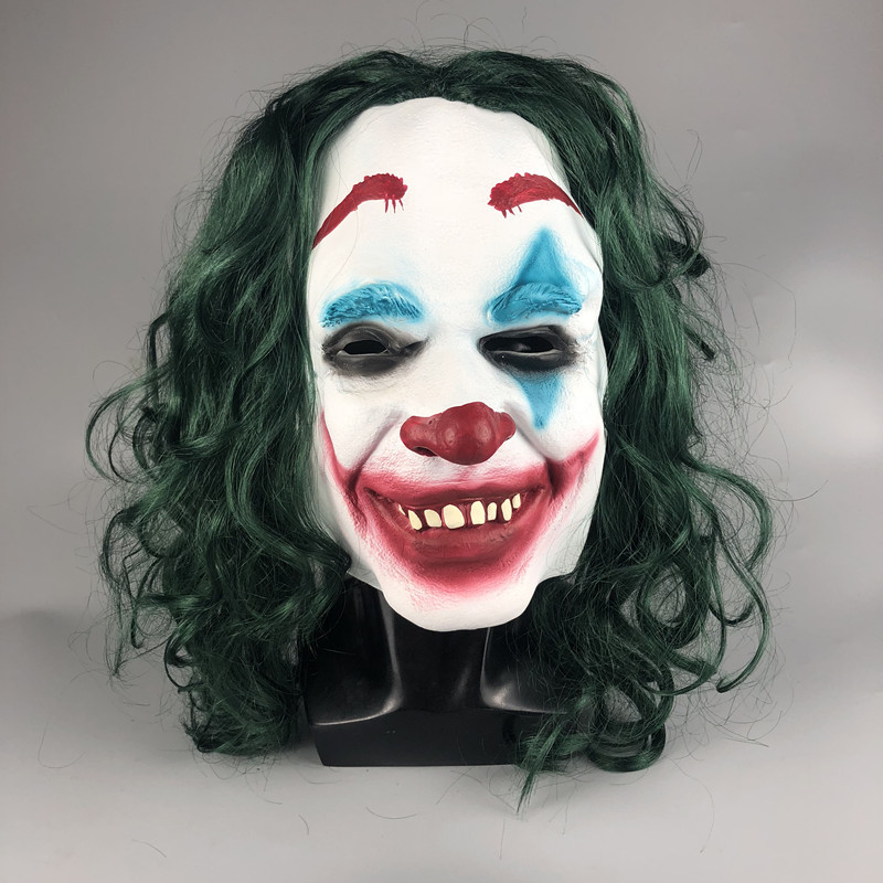 2019电影杰克小丑带帽面具joker小丑前世万圣节电影乳胶面具现货