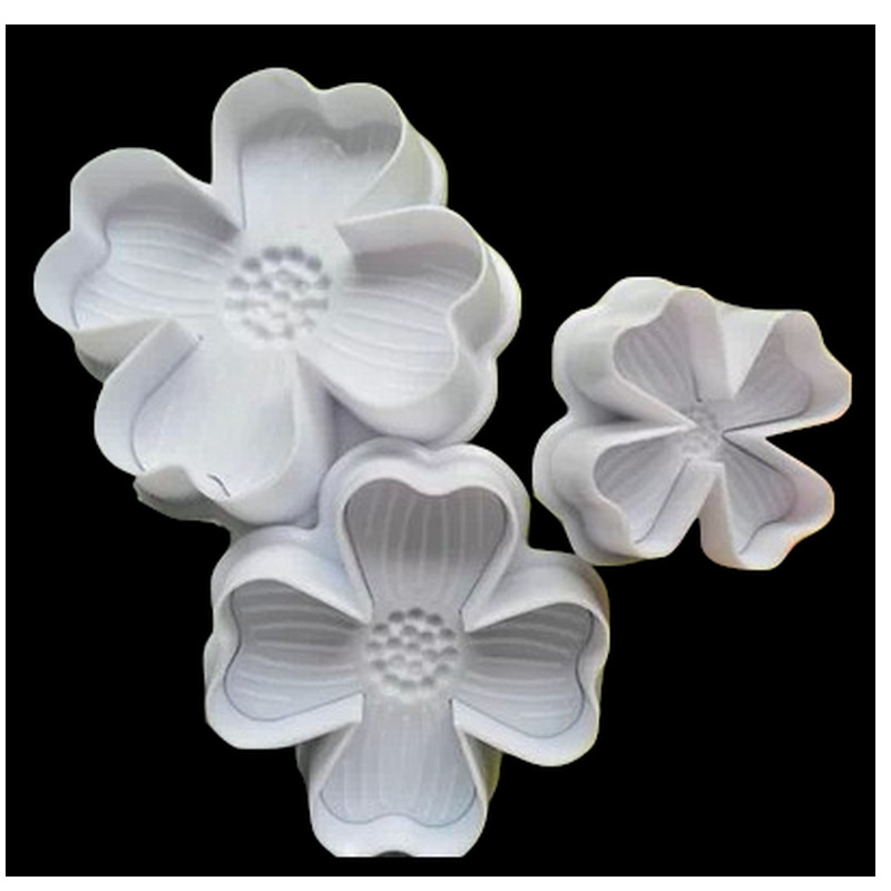 翻糖蛋糕饼干模具3pcs四叶草四办花塑料弹簧模饼干压花塑形装饰模