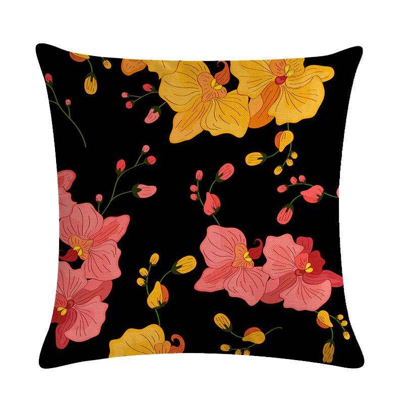 跨境卡通羽毛花纹系列亚麻抱枕套靠垫套速卖通亚马逊eabyzy885