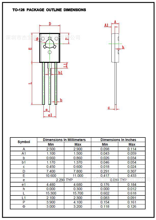 杰宝莱双向可控硅bt134-600d,to-126