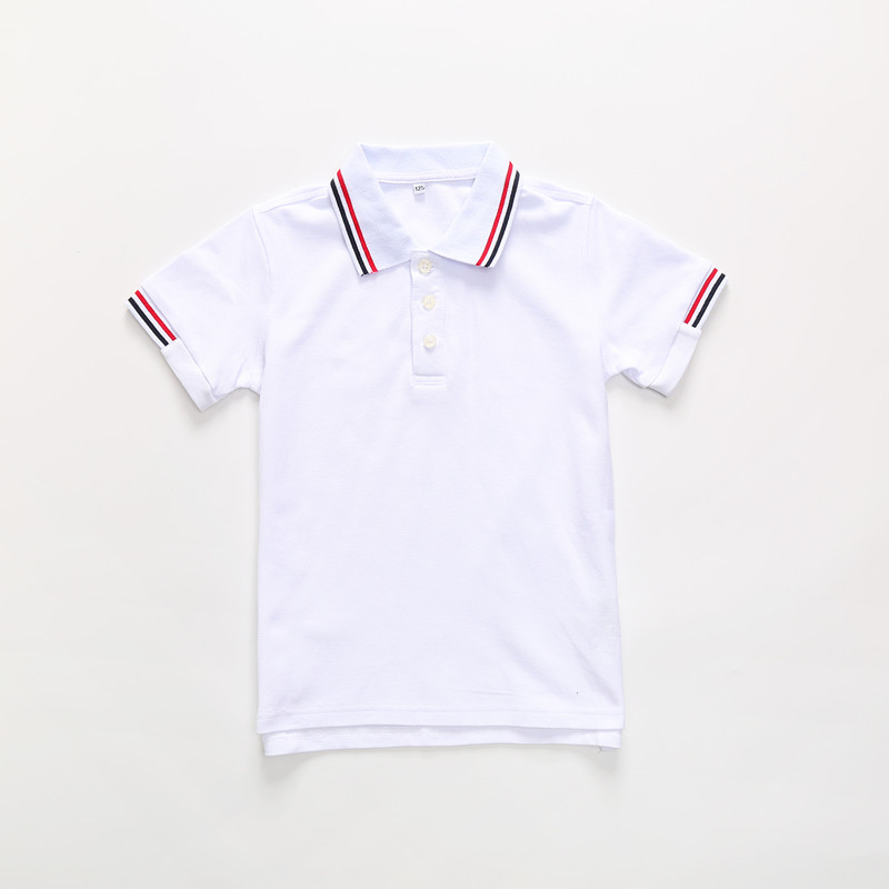 斯踏迪 夏装白色双层衣领上衣中小学生校服套装学院风英伦风园服