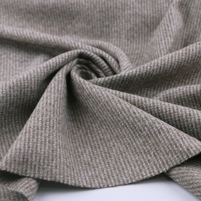 小麦纹刺毛面料秋季仿羊毛羊绒色织弹力针织布时尚裤子呢子大衣布
