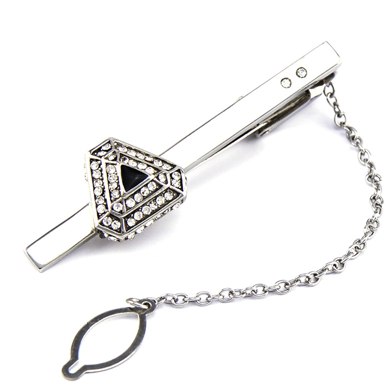 2019 满钻商务领带夹 优质镶钻石白色水晶玛瑙呔夹tie bar/991173