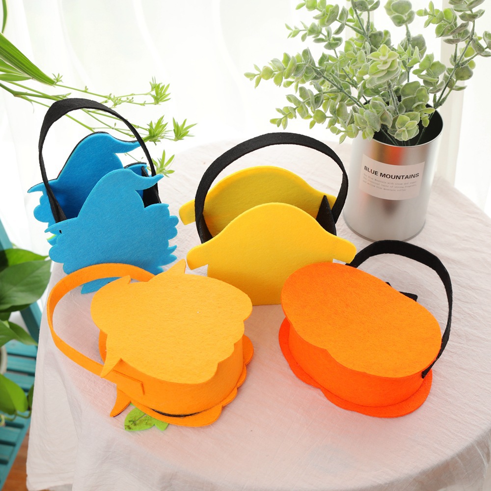 加工无纺布篮子 万圣节毛毡手提袋 欧洲节日装饰品毛毡南瓜包