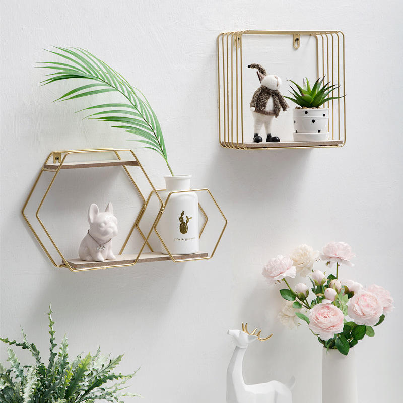 北欧创意铁艺墙上置物架网红卧室墙面装饰品美容店服装店墙壁挂件