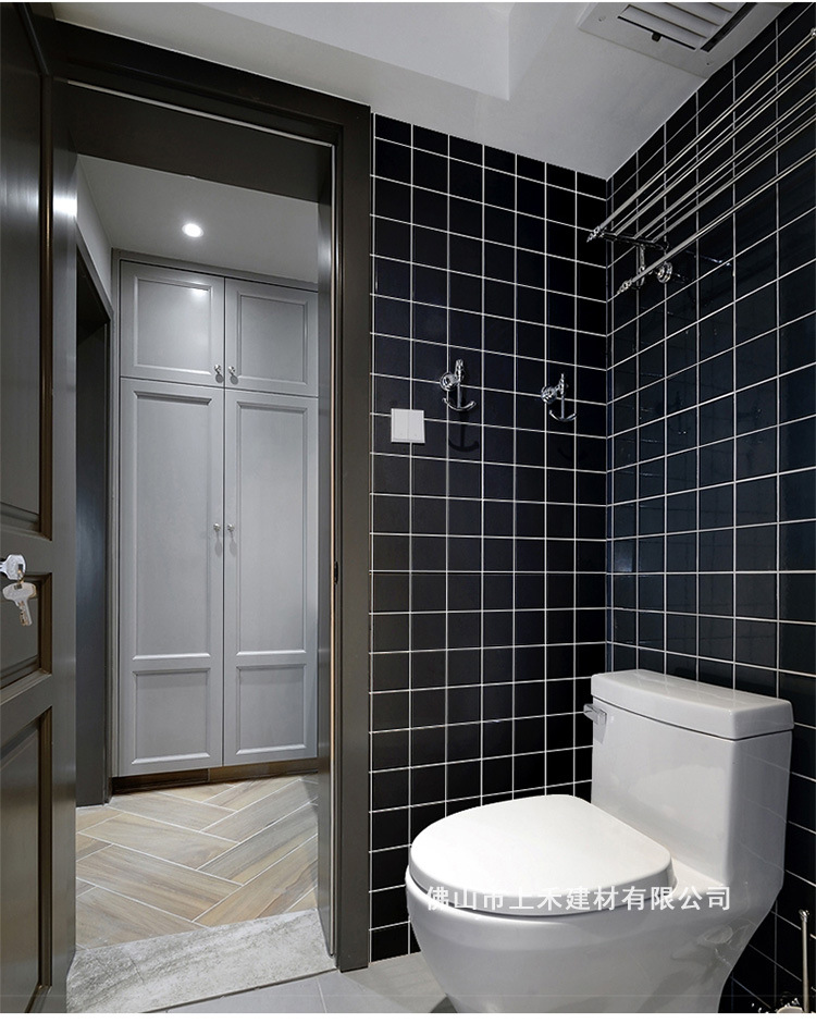 北欧瓷砖厨房墙面砖卫生间墙片300x600黑白格子砖厕所阳台小白砖