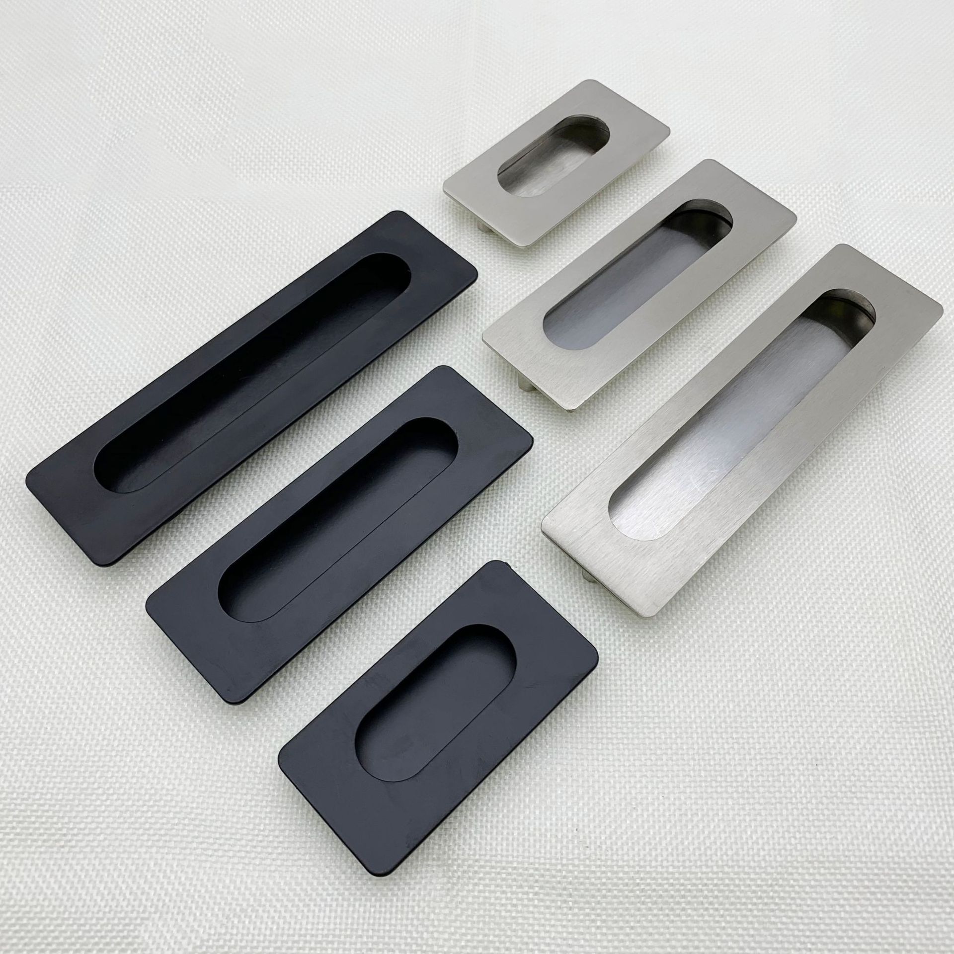 6003平面暗拉手嵌入式隐形抽屉暗装扣手开槽黑色暗拉手橱柜推拉门