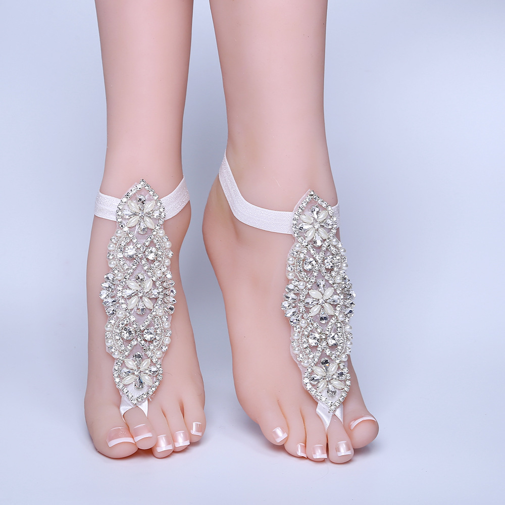 新款 欧美跨境饰品 欧美新娘沙滩水钻脚饰 脚链 亚马逊热卖 厂家