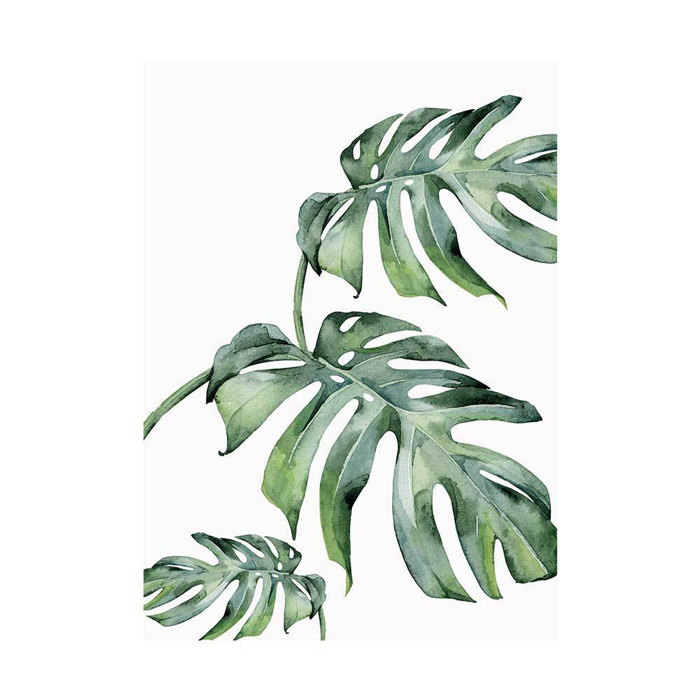 外贸新款北欧热带植物小清新叶子英文装饰画客厅组合挂画装饰画芯