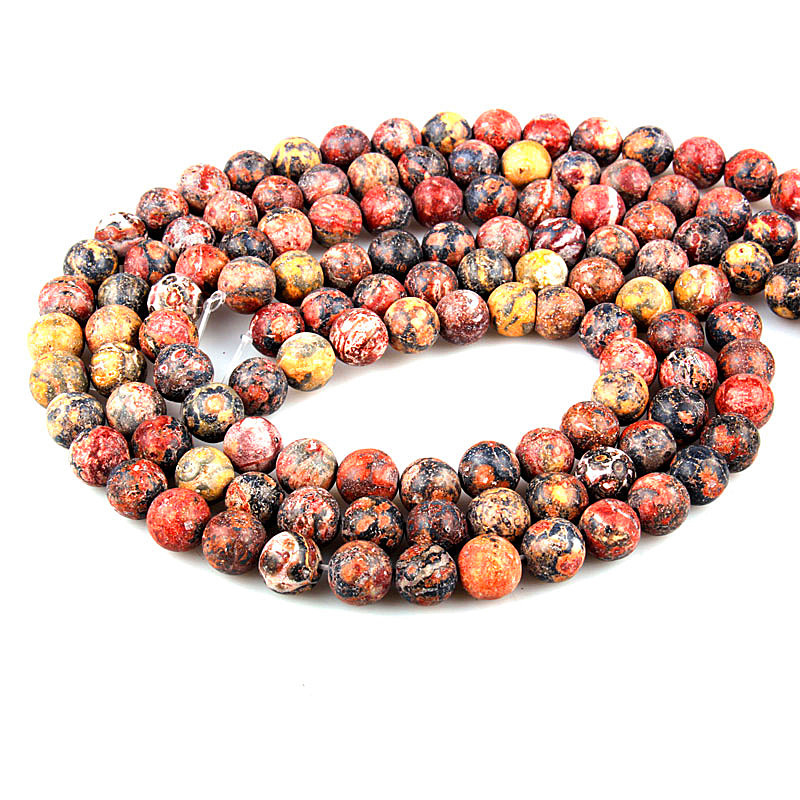 厂家直销天然红豹皮石散珠手工diy饰品配件半成品珠子串珠批发