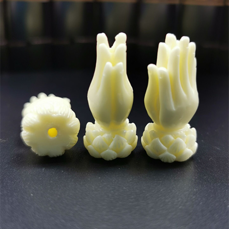 精美象牙果莲花佛手粉压雕刻散珠 diy菩提佛珠手链项链配饰厂批发
