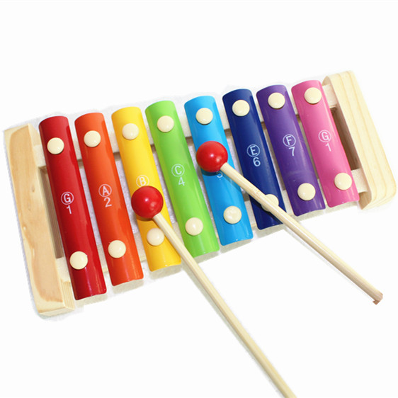 木制八音敲琴儿童玩具幼儿早教八音阶手敲琴益智乐器松木8音木琴