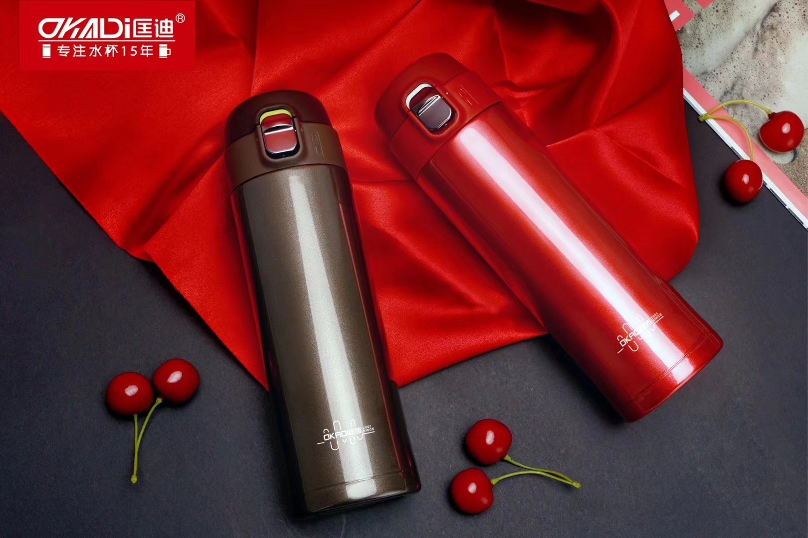 新款华象837号304不锈钢保温杯 时尚女士学生弹跳盖水杯批发定制