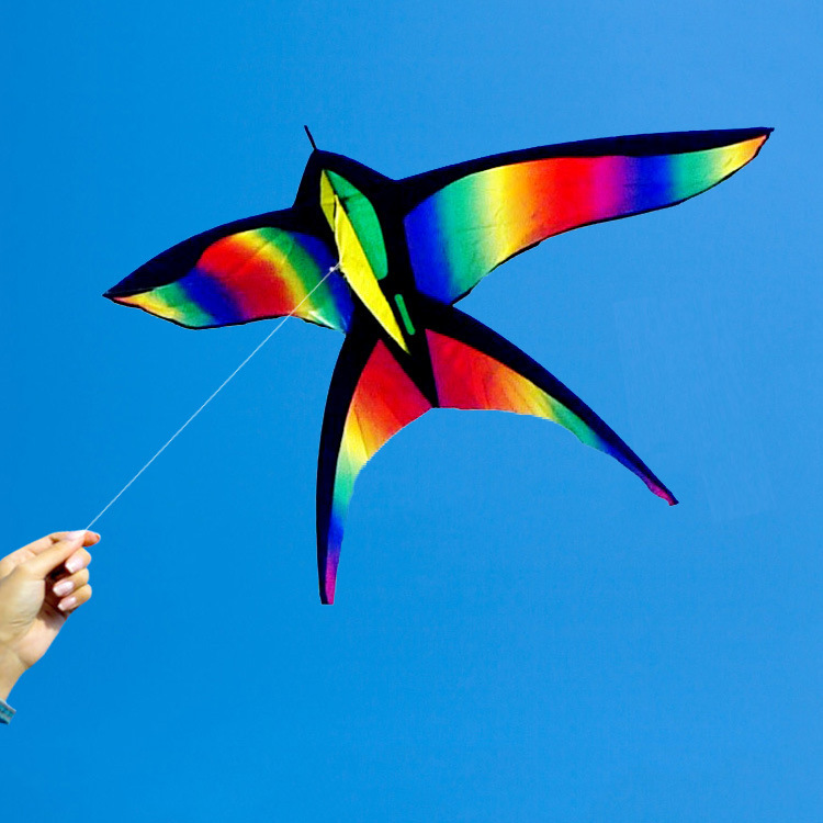 潍坊风筝批发亚马逊 彩虹鸟渐变七彩燕子风筝变色鸟 45cm包装出口