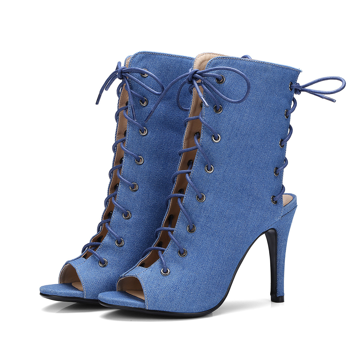 交叉绑带凉靴女绒面罗马外贸大码凉鞋高跟速卖通女鞋10533