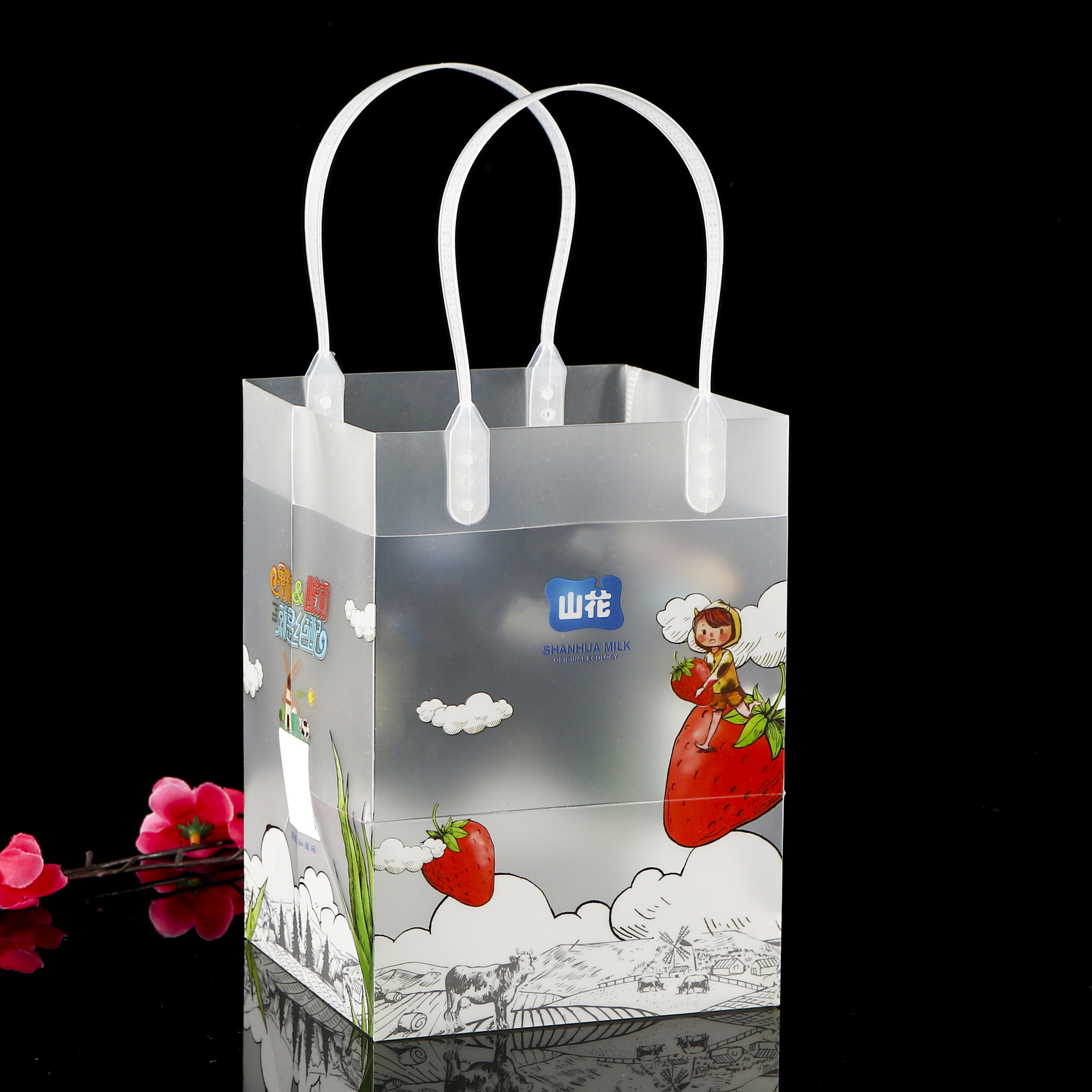 厂家批发pp塑料手提袋现货pvc袋磨砂透明喜糖礼品袋 结婚伴手礼袋