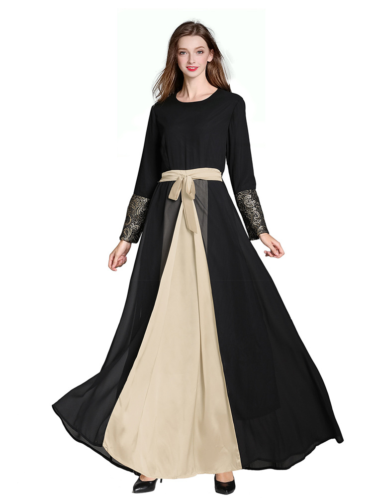 穆斯林春夏女装新款柔美雪纺长裙a型演出服马来西亚大摆礼