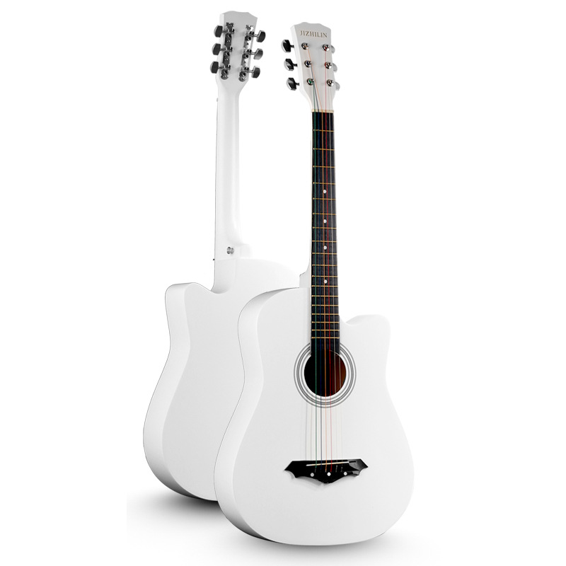 白色38寸民谣木吉他初学者吉它学生新手练习入门男女通用琴行批发