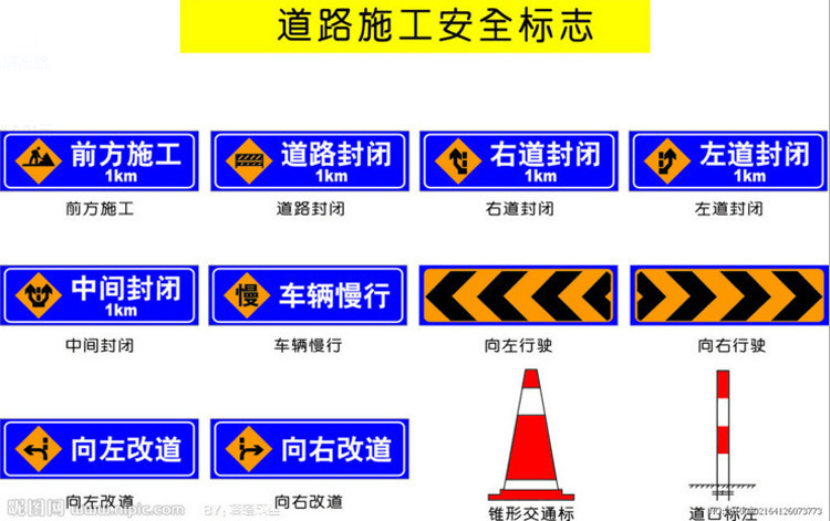 交通标志前方道路现场施工牌安全警示危险标识牌电力定做禁止通行