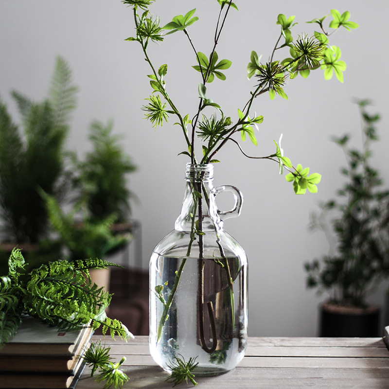 创意轻奢插花小号细口 水栽植物高长 小口玻璃花瓶小口径圆形