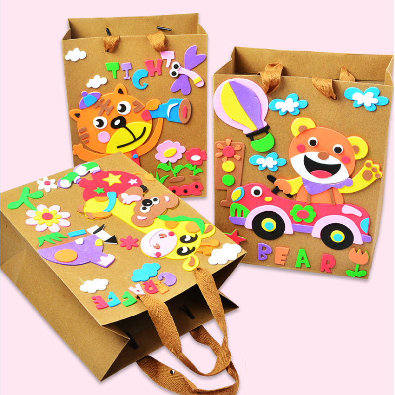 儿童diy牛皮纸袋贴画 幼儿园创意diy材料粘贴画手工制作材料包