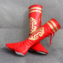 七彩花舞民族舞蹈鞋蒙古舞蹈鞋子女款高筒软底舞蹈舞台表演靴鞋子