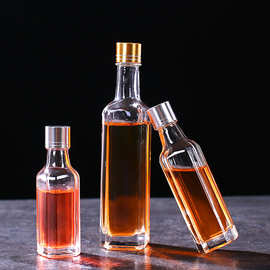 高档防漏核桃油玻璃油瓶 100ml小油瓶 四方玻璃瓶赠品瓶 保健酒瓶