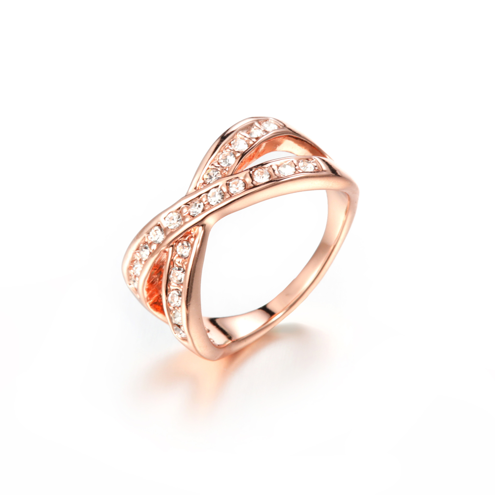 厂家直销欧美时尚饰品wish亚马逊速卖通ebay流行镶钻水钻交叉戒指