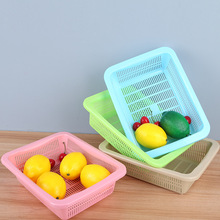 长方形镂空塑料篮子洗菜沥水方筛置物收纳篮筐小胶篮子收纳筐