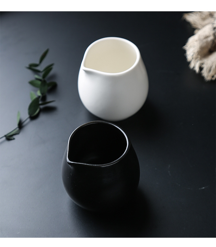 黑色哑光陶瓷小奶盅迷你奶缸奶罐蜂蜜奶杯咖啡牛奶壶糖缸定制