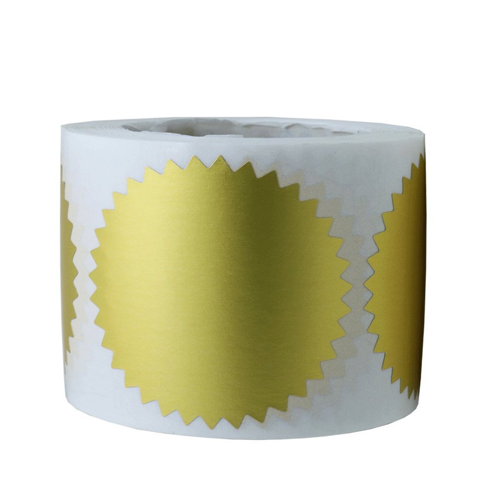 高级2in金色印章贴纸 钢印贴纸齿轮 不干胶凹凸印字 源头厂家直销