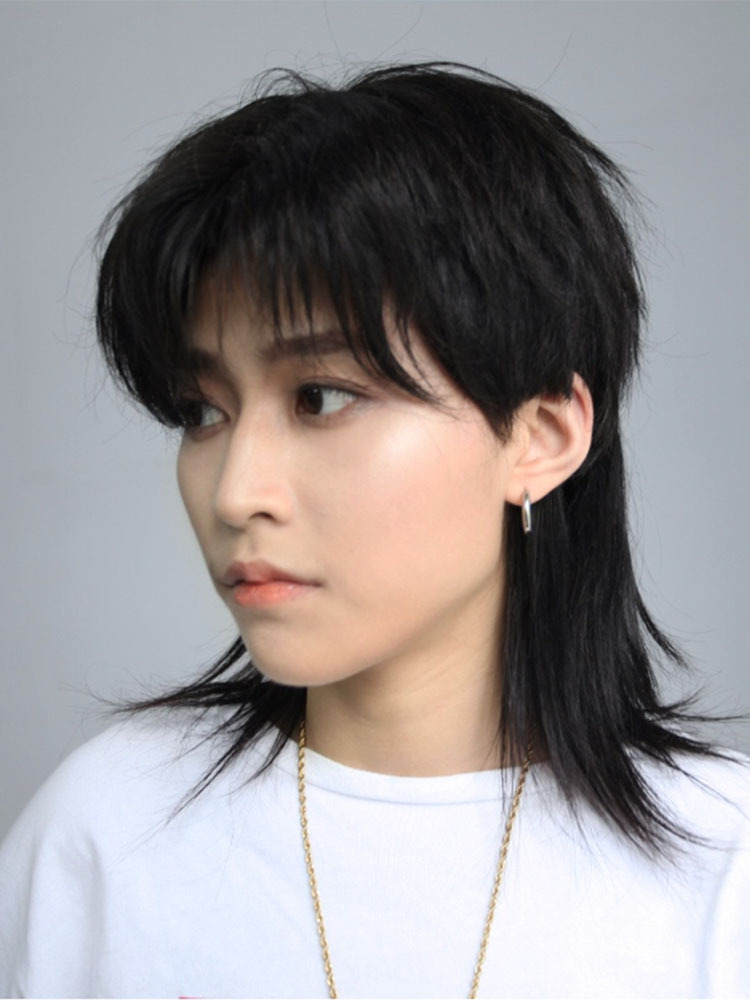 网红鲻鱼头假发男女生韩版帅气短发时尚中分中长发中性风男士发套