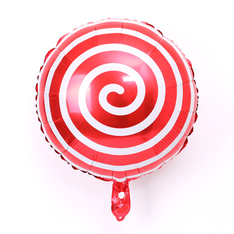 18寸棒棒糖气球圆形糖果铝箔铝膜气球生日圣诞新年装饰卡通气球