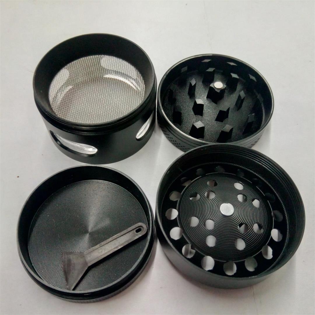 阿姆斯特丹凹槽磨烟器叶子锌合金碎烟器 4层40mm镂空玻璃窗研磨器