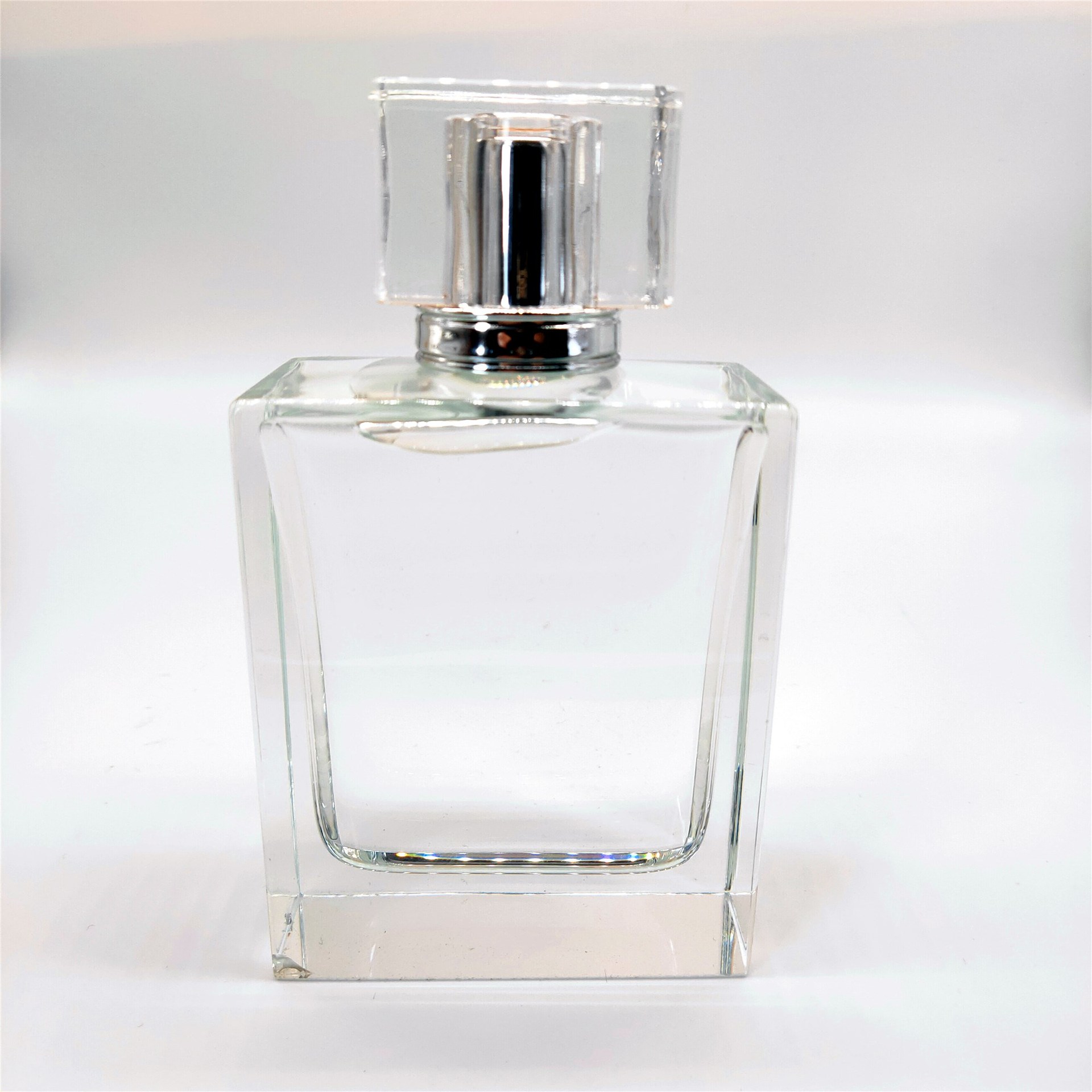 高档抛光香水瓶现货100ml扁方形卡口玻璃香水瓶喷雾瓶厂家直销