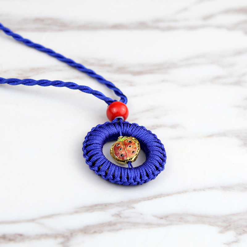 民族风锁骨创意平安扣吊坠 项链女款手工绕线项坠合金饰品