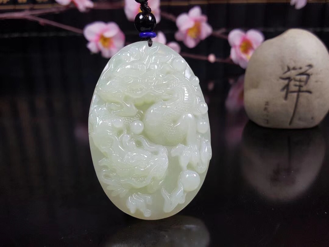 天然和田玉二龙戏珠吊坠男女款生肖吉祥龙玉挂件玉佩饰品送证书